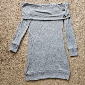 Grey Off-the Shoulder Longsleeve Dress